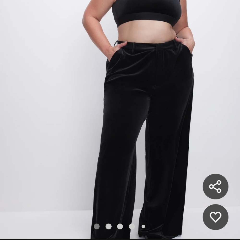 Black velvet trousers wide leg plus size 24 Good American